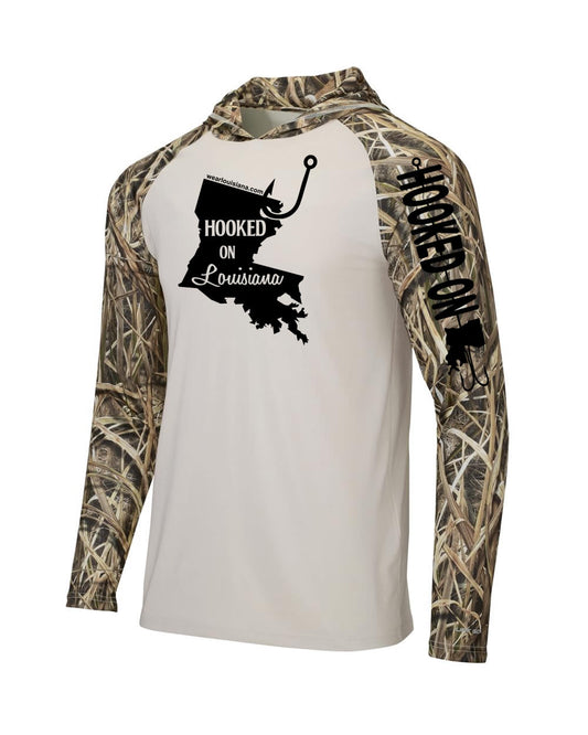 Hooked on Louisiana: Polyester Shadow Grass Hooded Long Sleeve